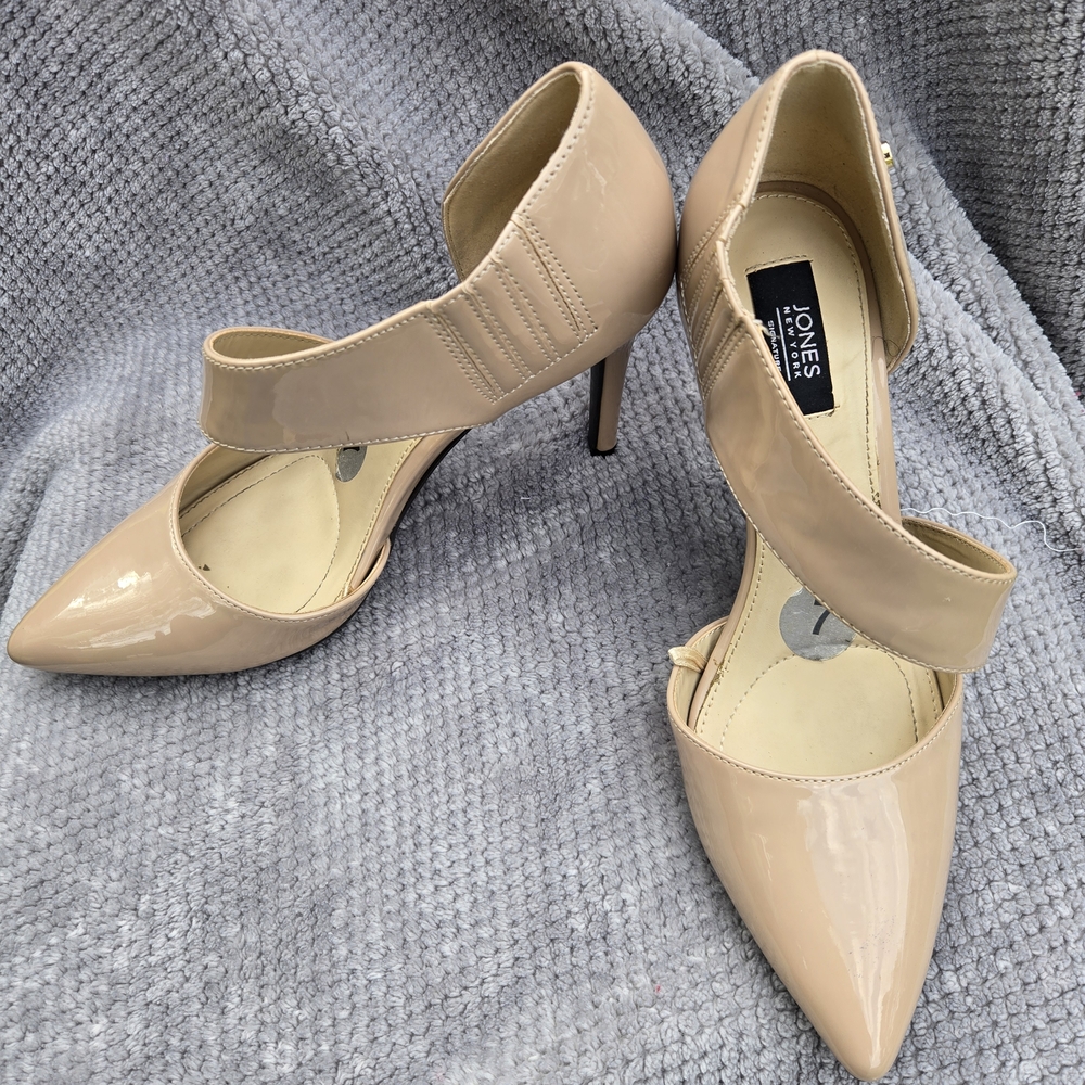 Jones New York Nude Patent Pointed-Toe Mary Jane Pumps